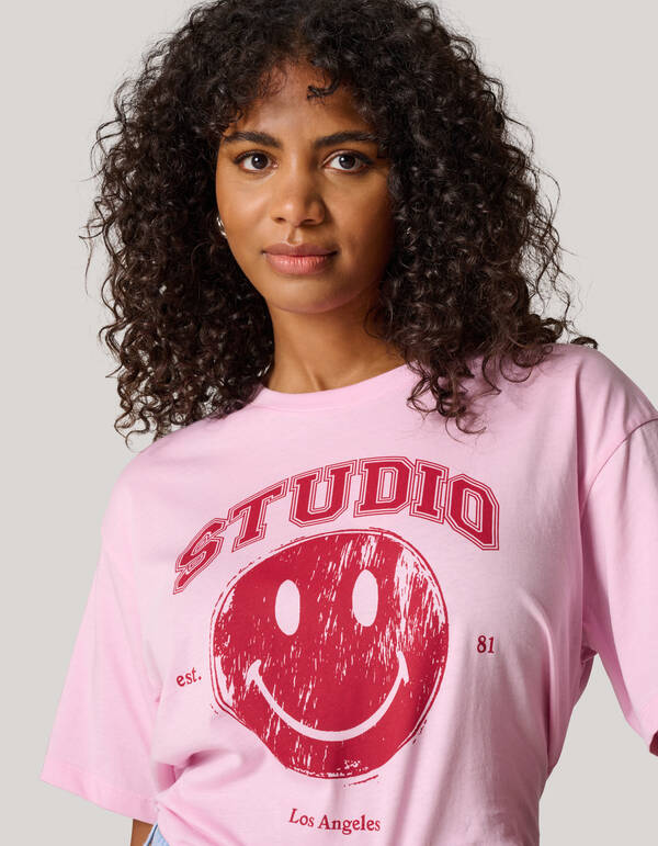 Smiley Artwork T-shirt Roze SHOEBY WOMEN