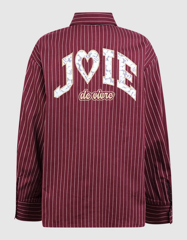 Lace Pinstripe Oversized Fit Blouse Donkerrood SHOEBY GIRLS