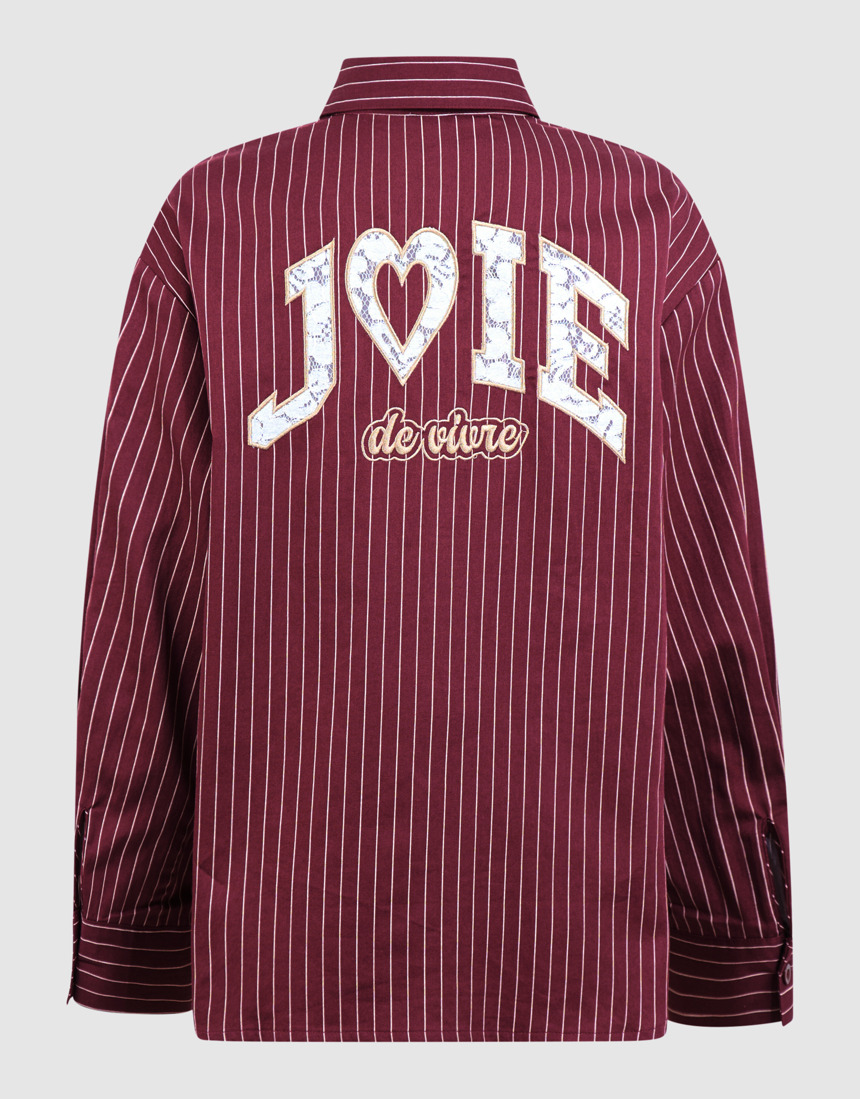 Lace Pinstripe Oversized Fit Blouse Donkerrood SHOEBY GIRLS
