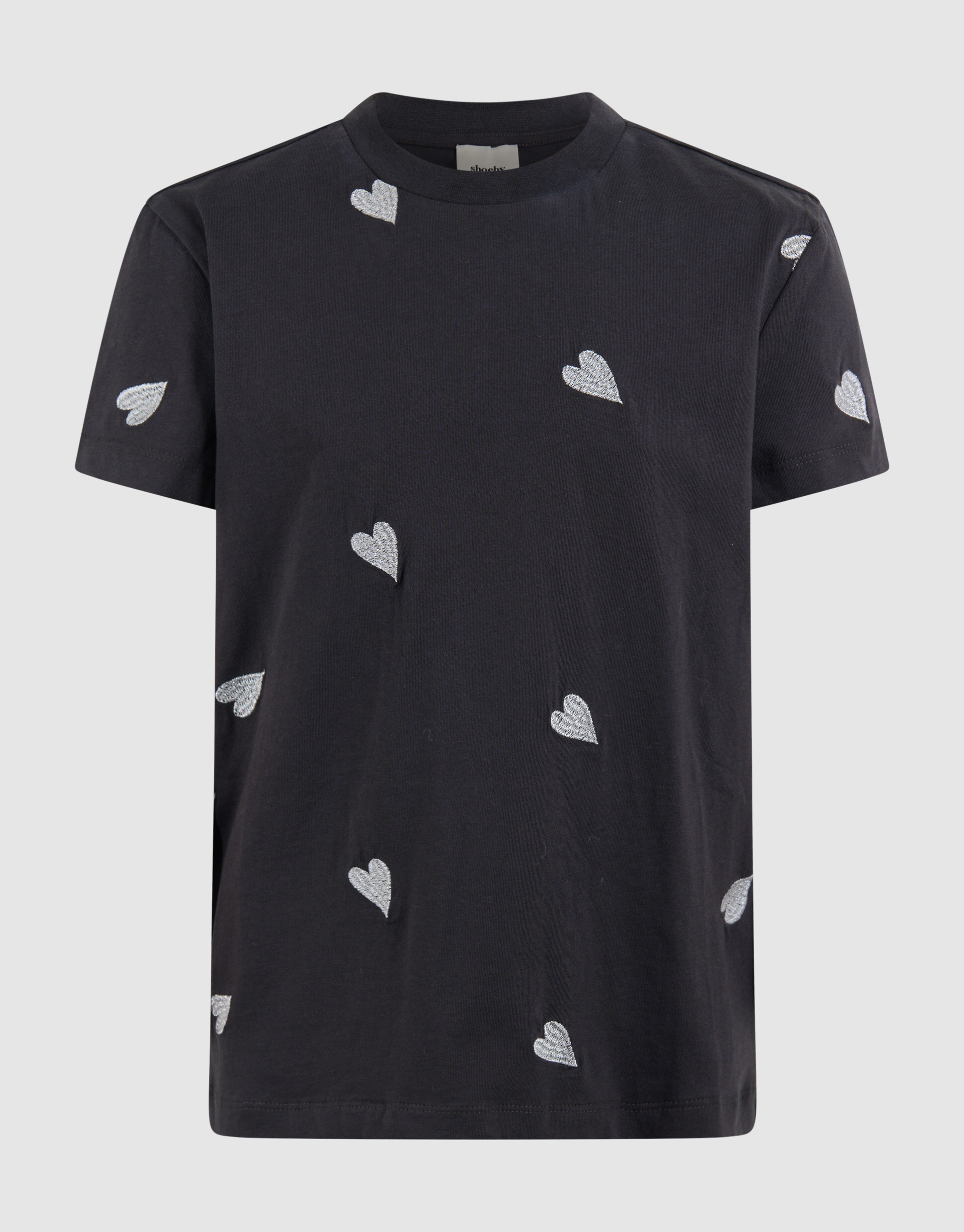 Embroidery Heart T-shirt Donkergrijs SHOEBY GIRLS