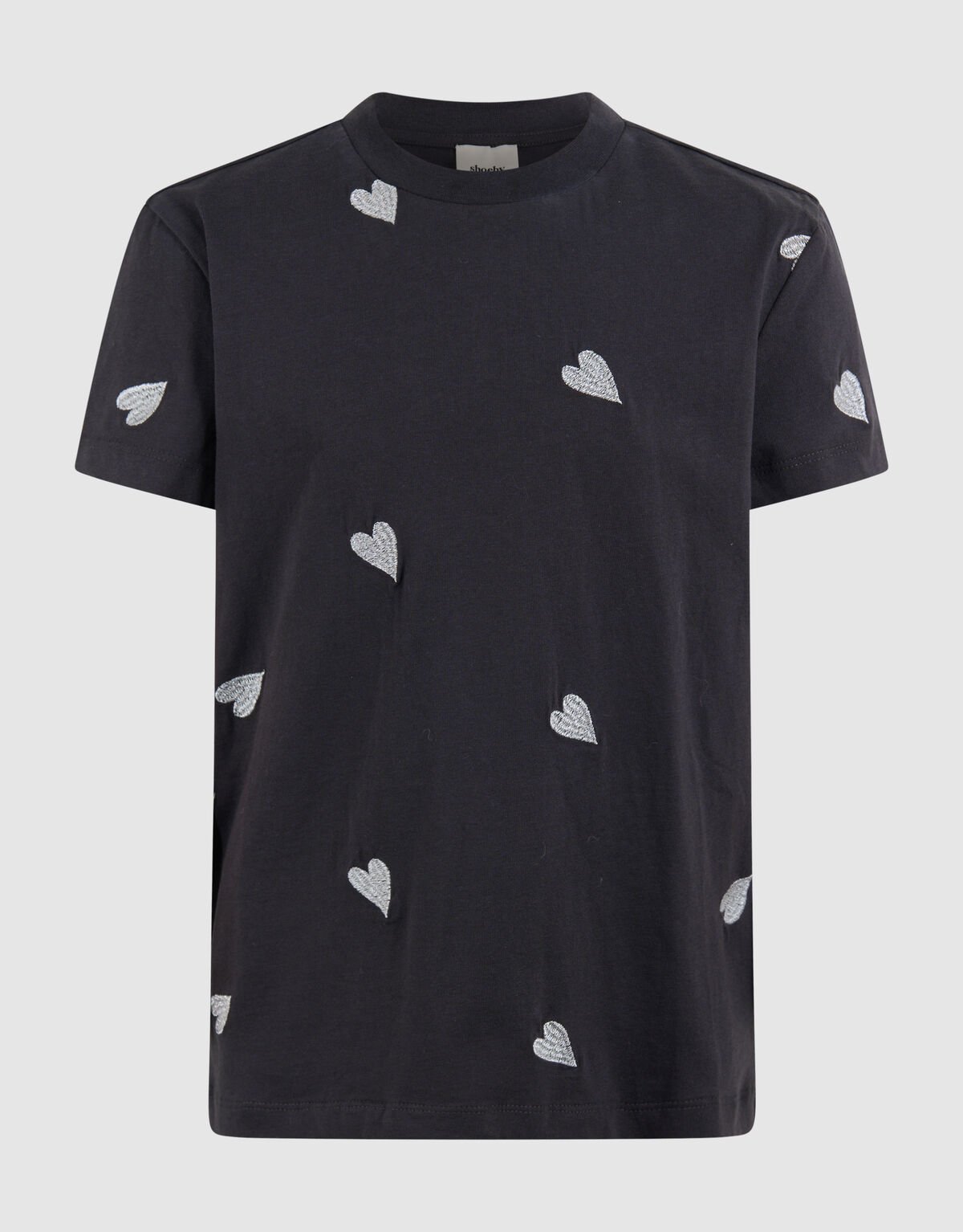 Embroidery Heart T-shirt Donkergrijs SHOEBY GIRLS