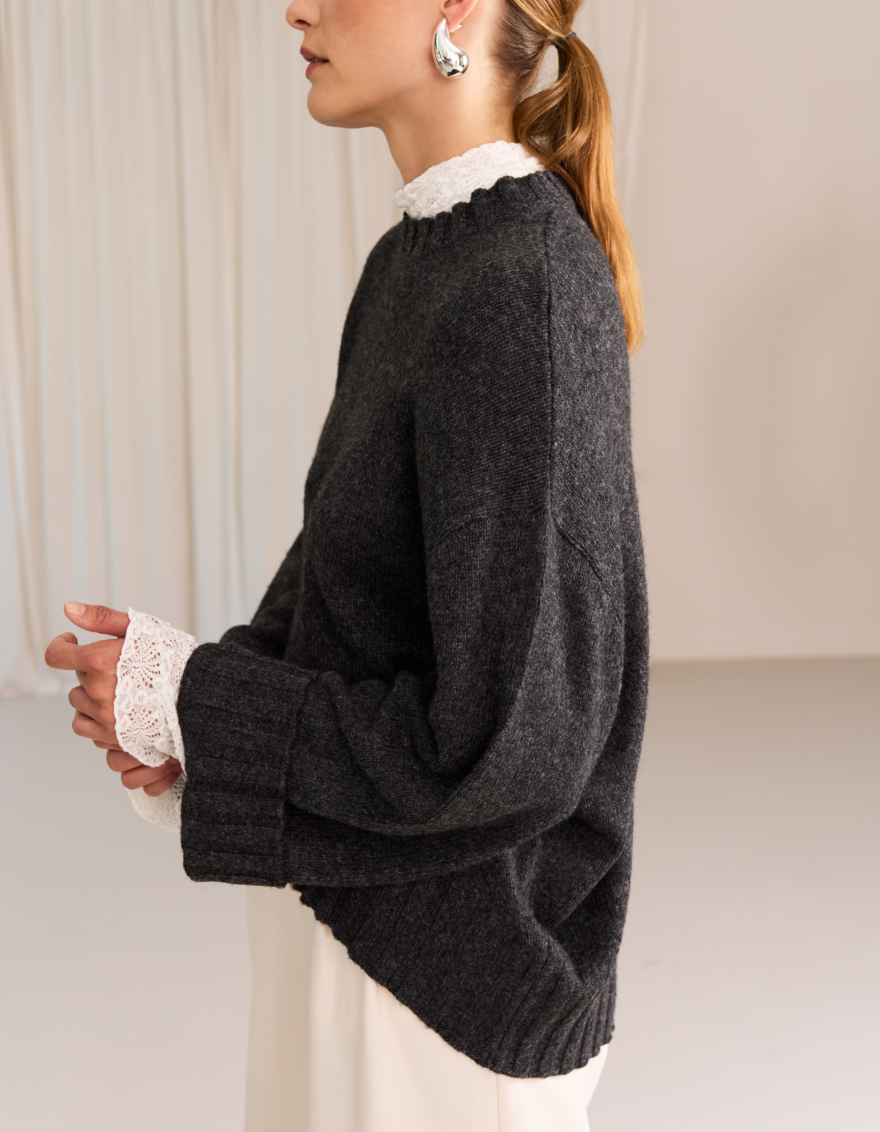 Oversized Gebreide Trui Donkergrijs By Mieke SHOEBY WOMEN