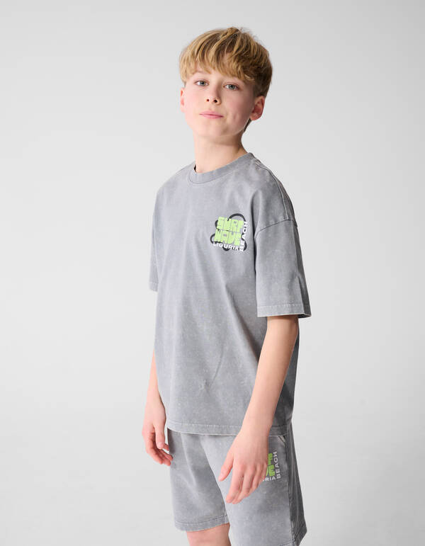 Surf Wave Artwork T-shirt Grijs SHOEBY BOYS