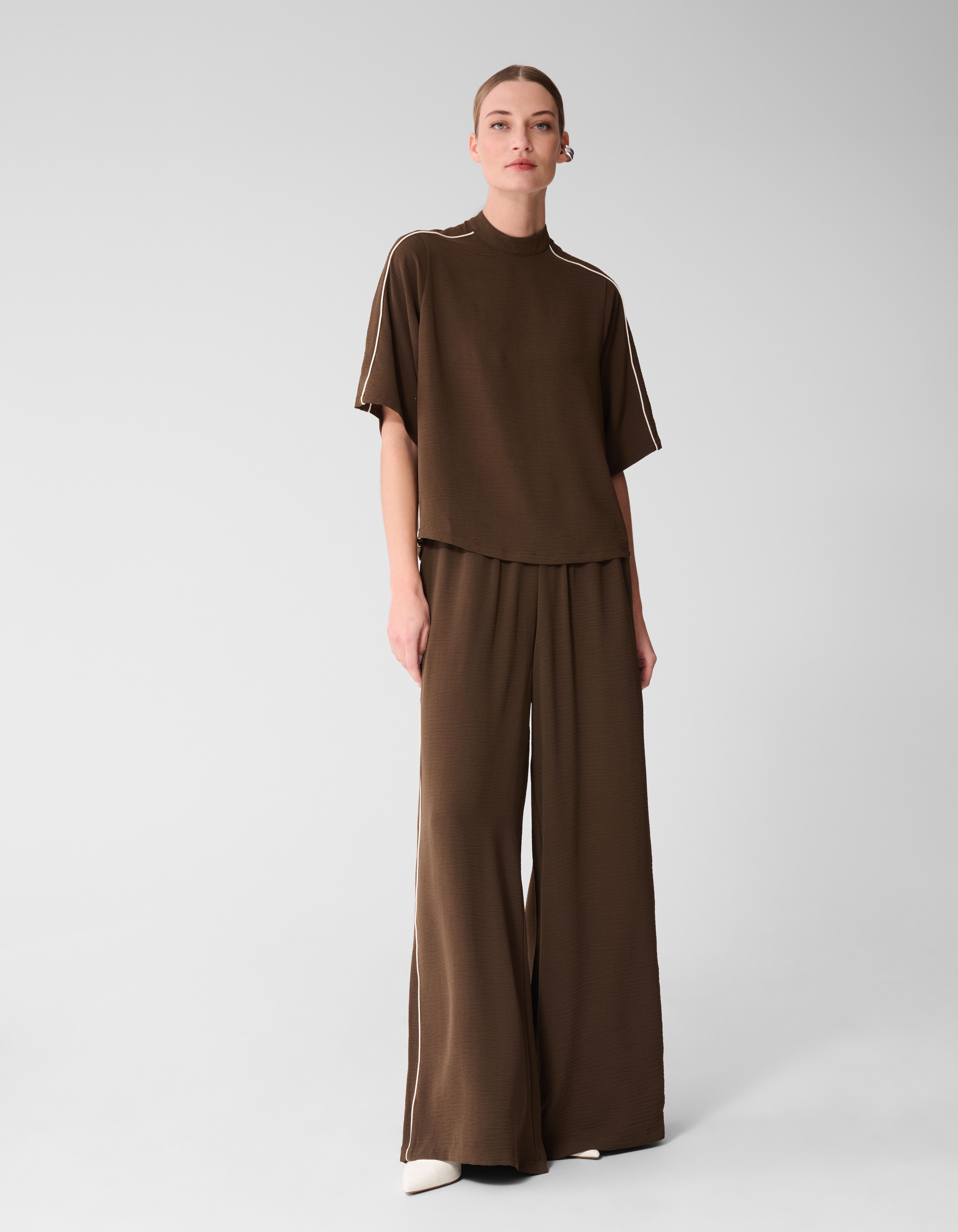 Twist Wide Leg Fit Broek Bruin | Shoeby