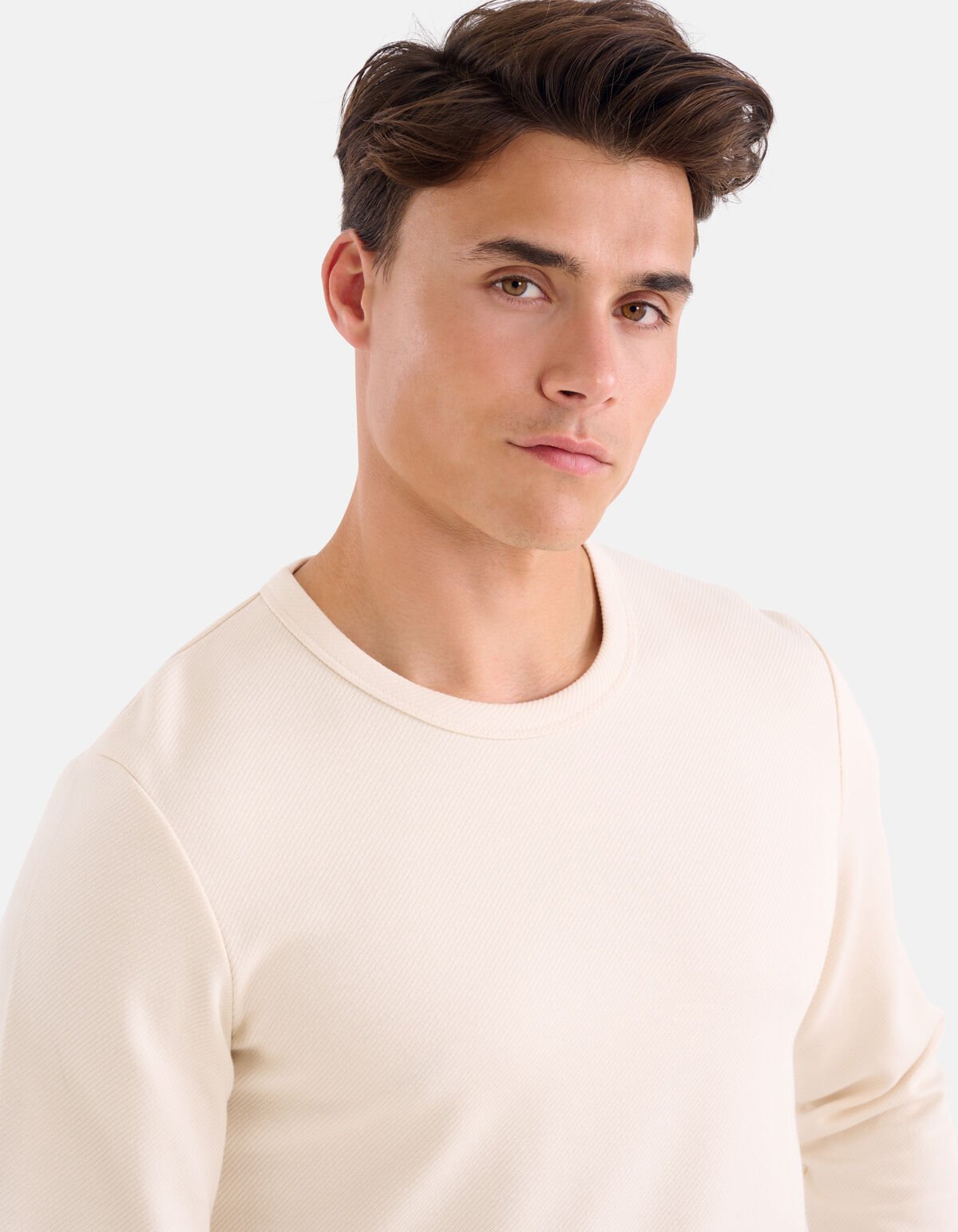 Structuur T-shirt Gebroken Wit SHOEBY MEN