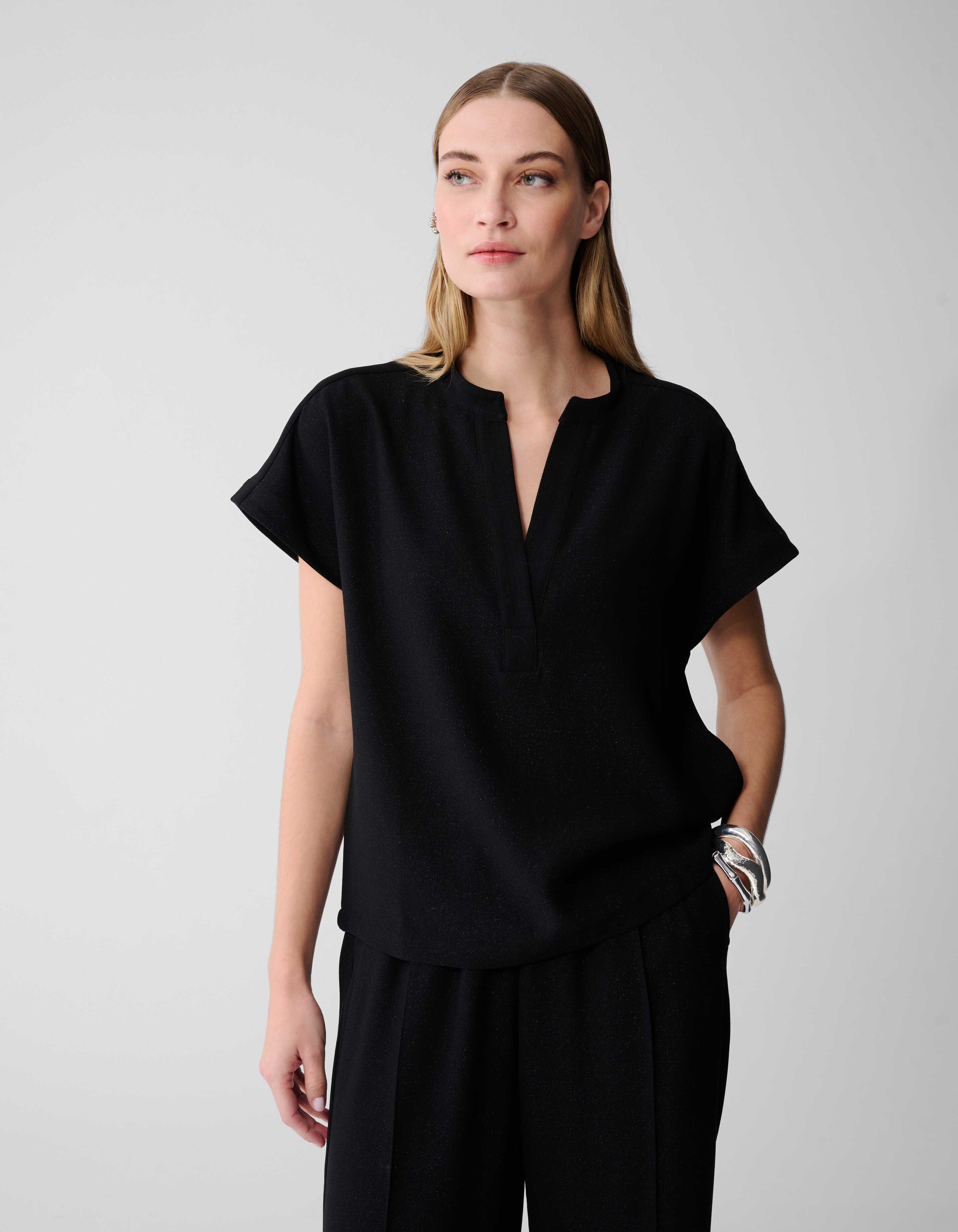 Glitter V-hals Top Zwart SHOEBY WOMEN