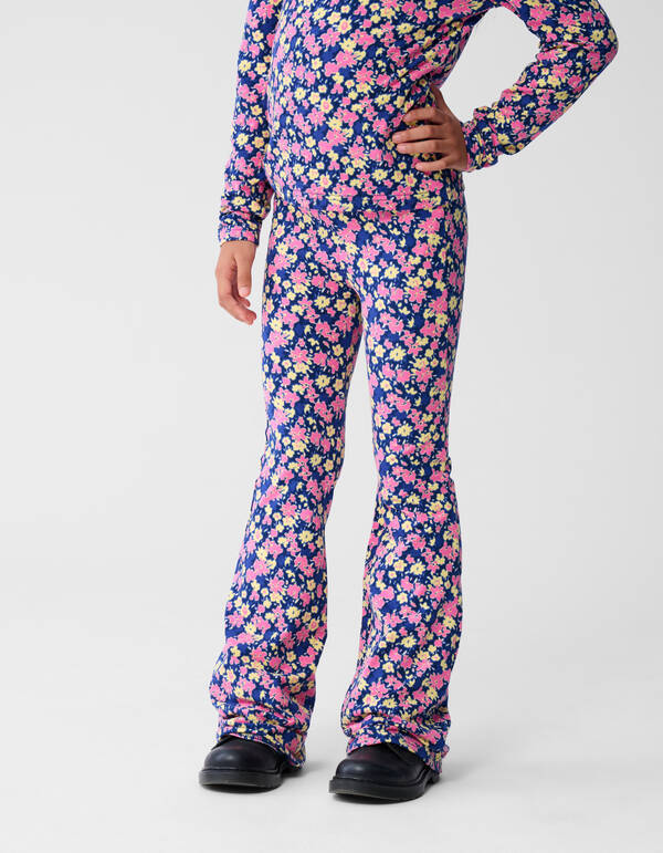Flower Flared Fit Broek Donkerblauw/Roze SHOEBY GIRLS