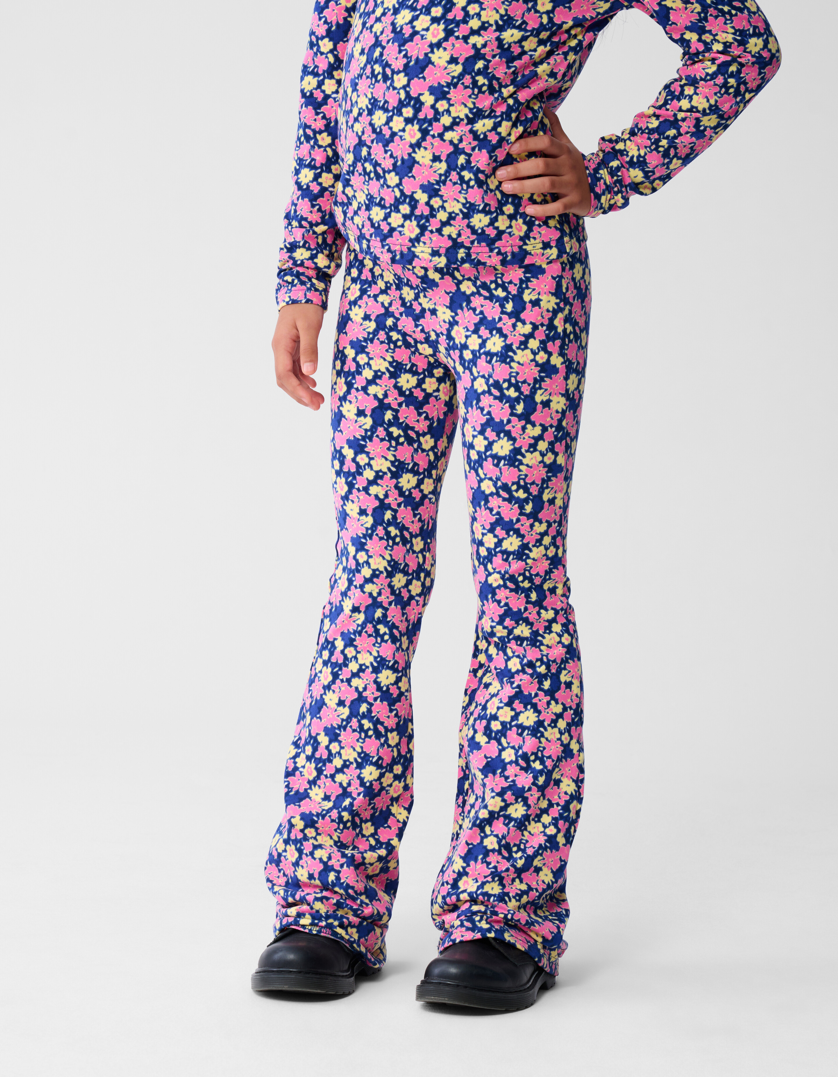 Flower Flared Fit Broek Donkerblauw/Roze SHOEBY GIRLS