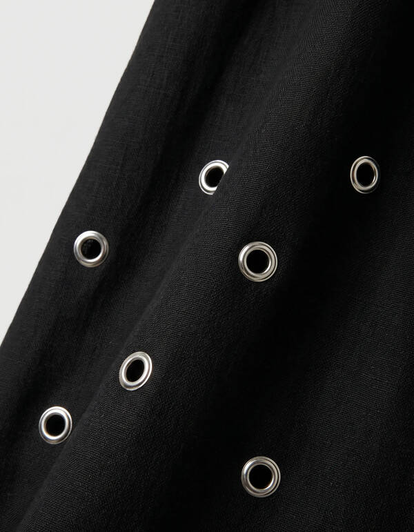 Linnen Eyelet Maxi Jurk Zwart SHOEBY WOMEN