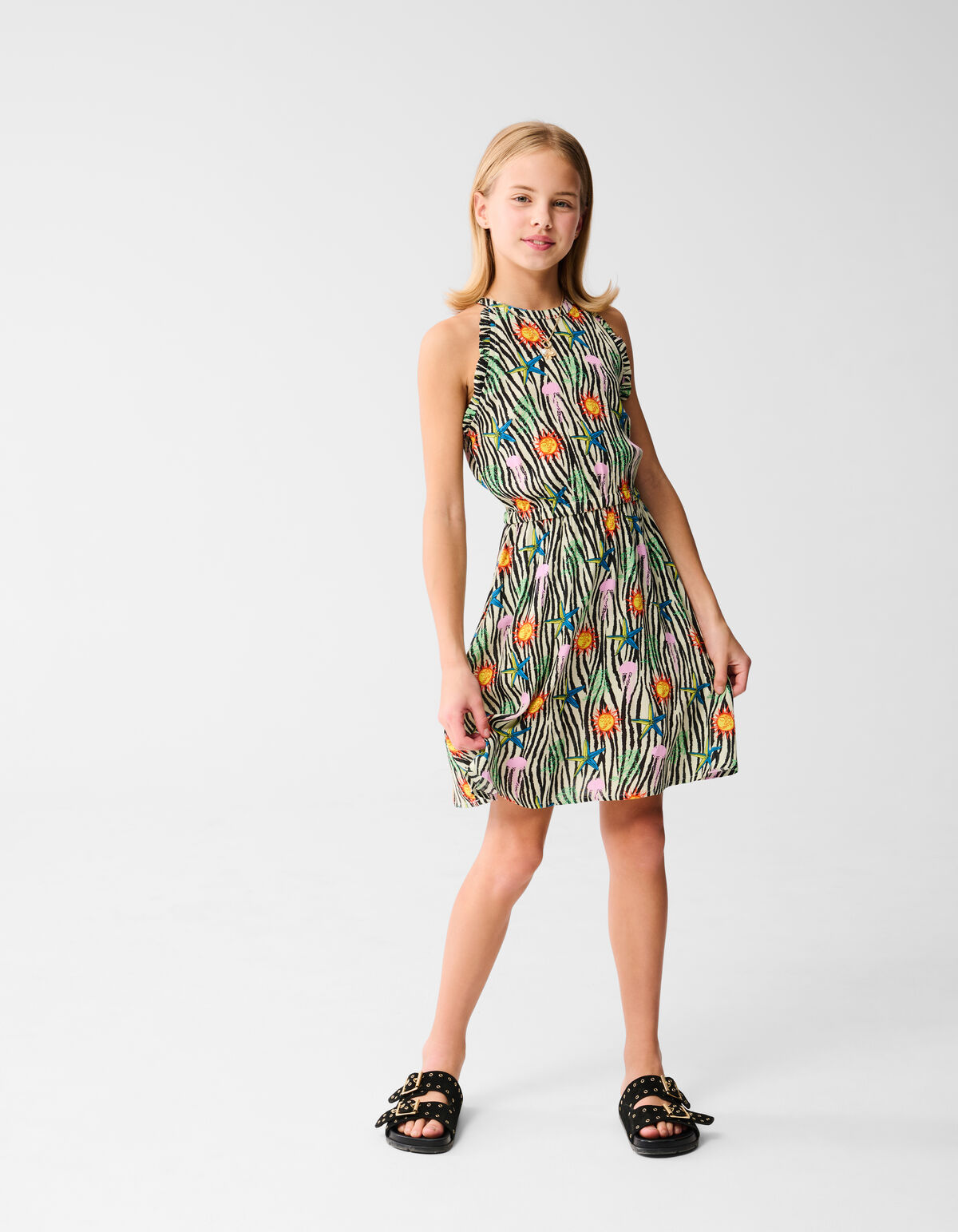 Printed Zebra Jurk Gebroken Wit SHOEBY GIRLS