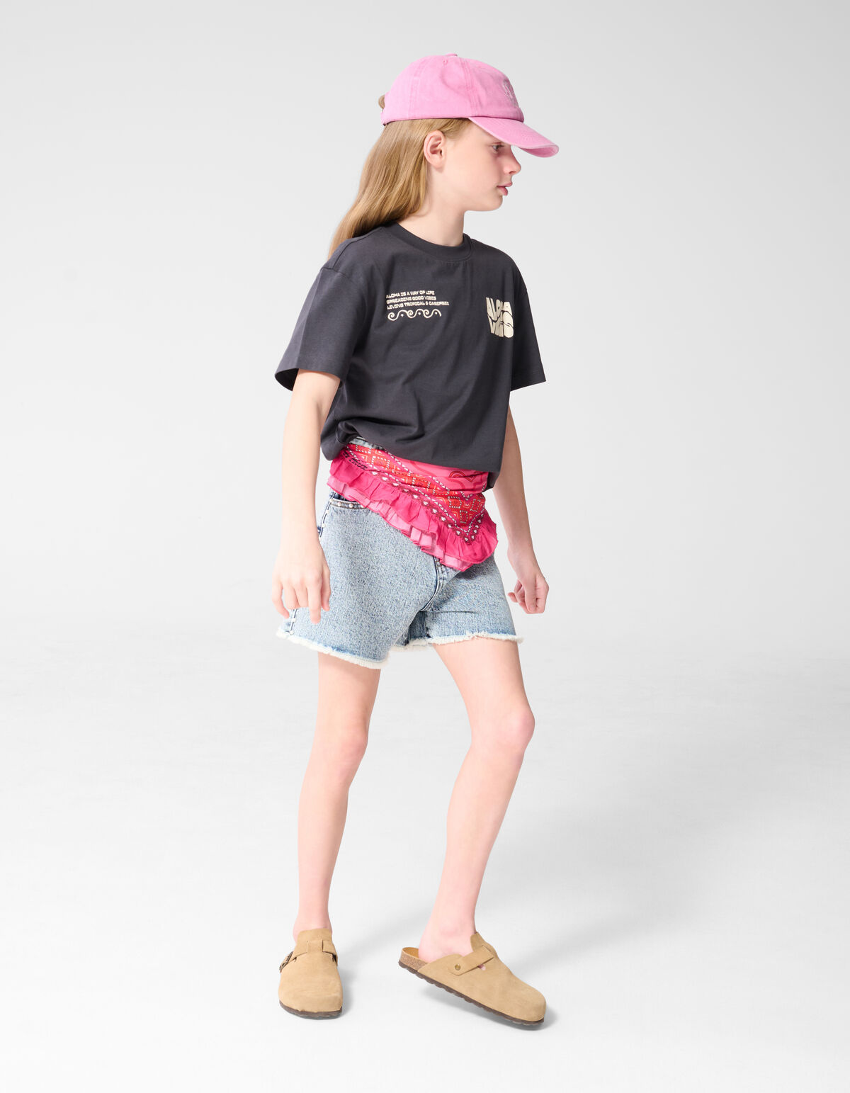 Aloha Vibes Artwork T-shirt Donkergrijs SHOEBY GIRLS