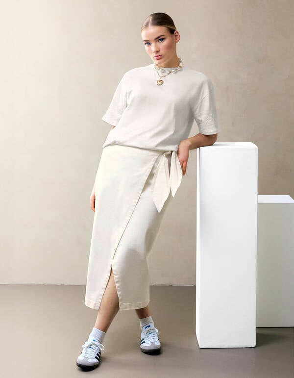 Denim Midi Rok Gebroken Wit By Fred SHOEBY WOMEN