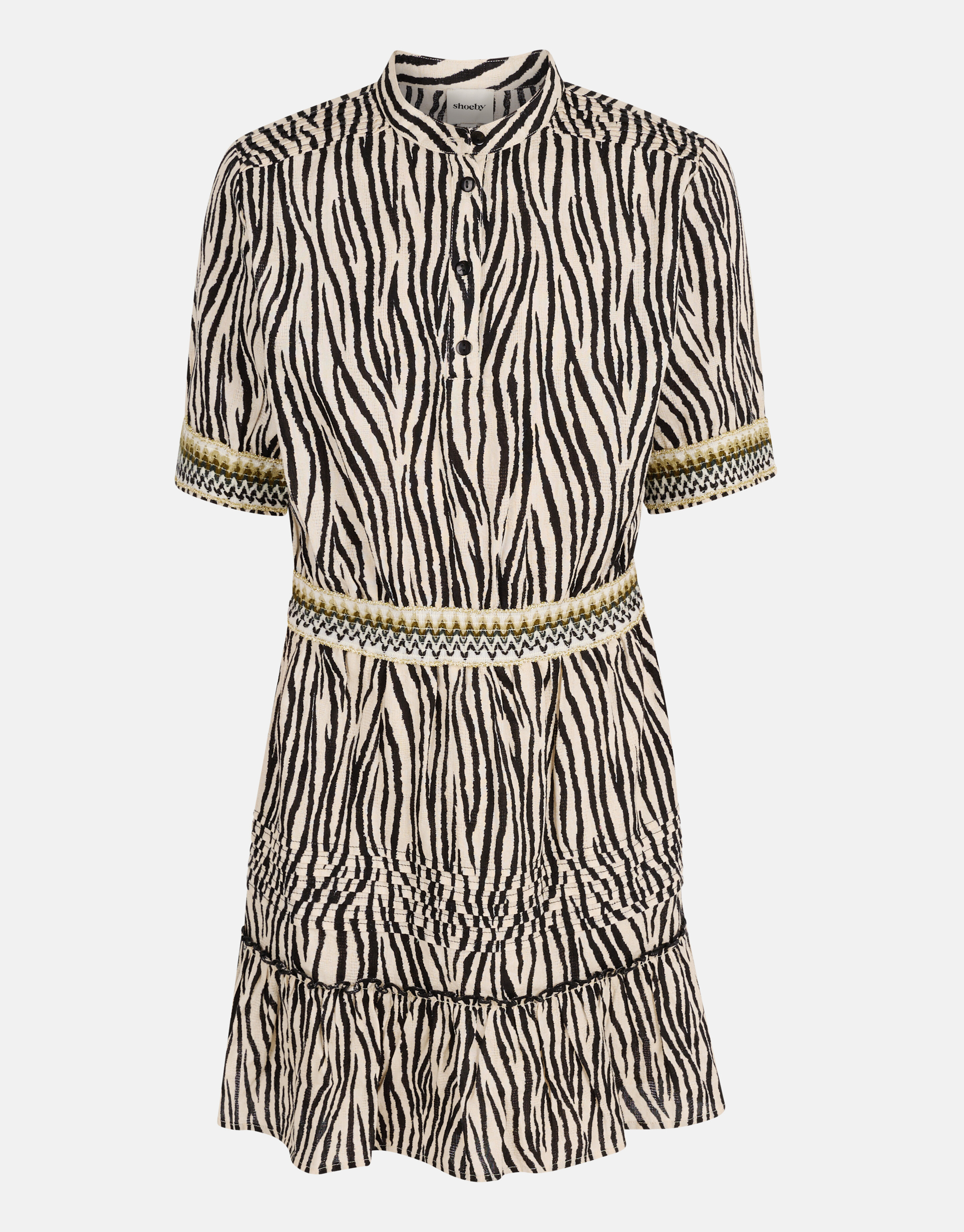 Zebra Print Jurk Zwart/Gebroken Wit SHOEBY GIRLS