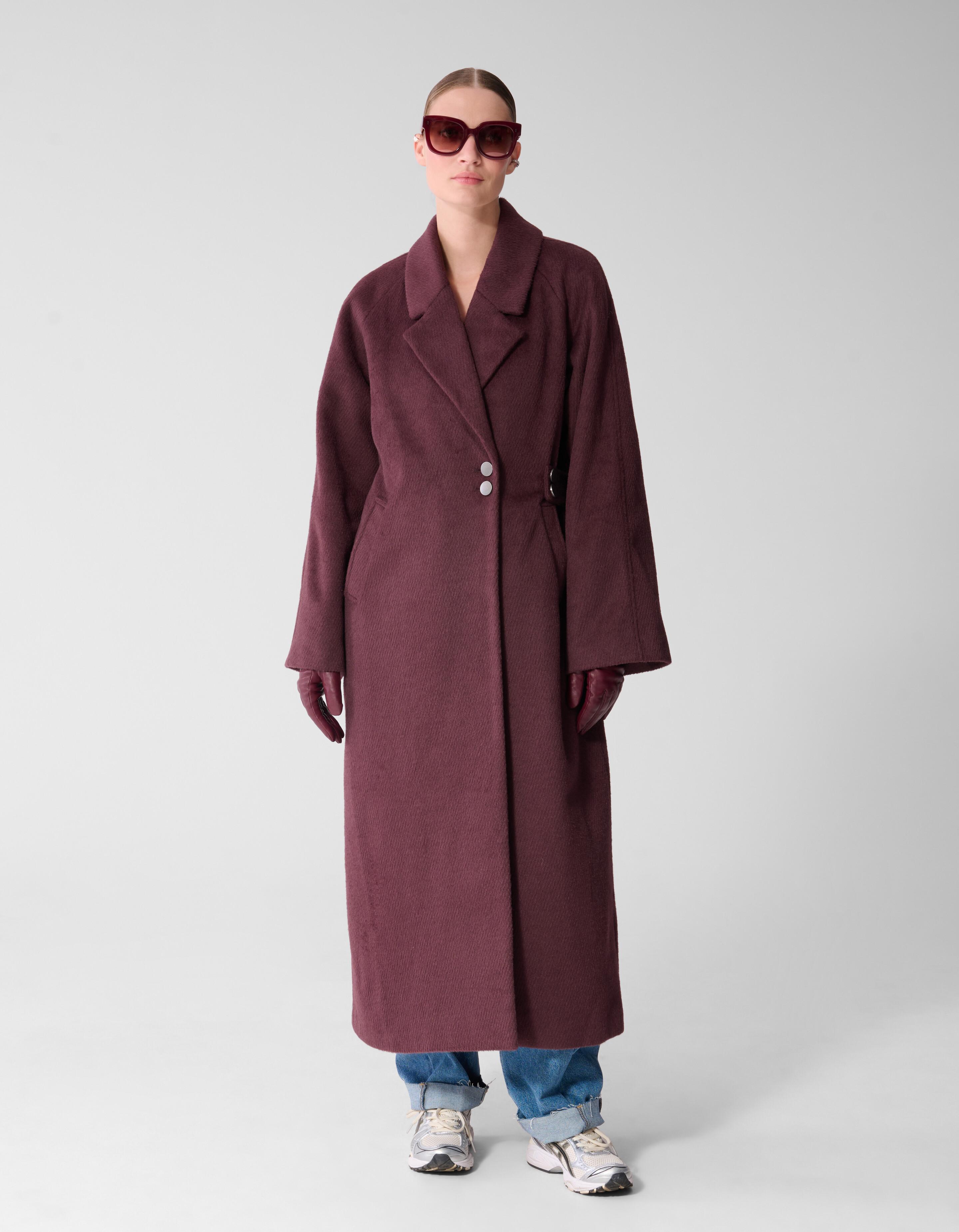 Lange Wollen Jas Donkerrood By Mieke SHOEBY WOMEN
