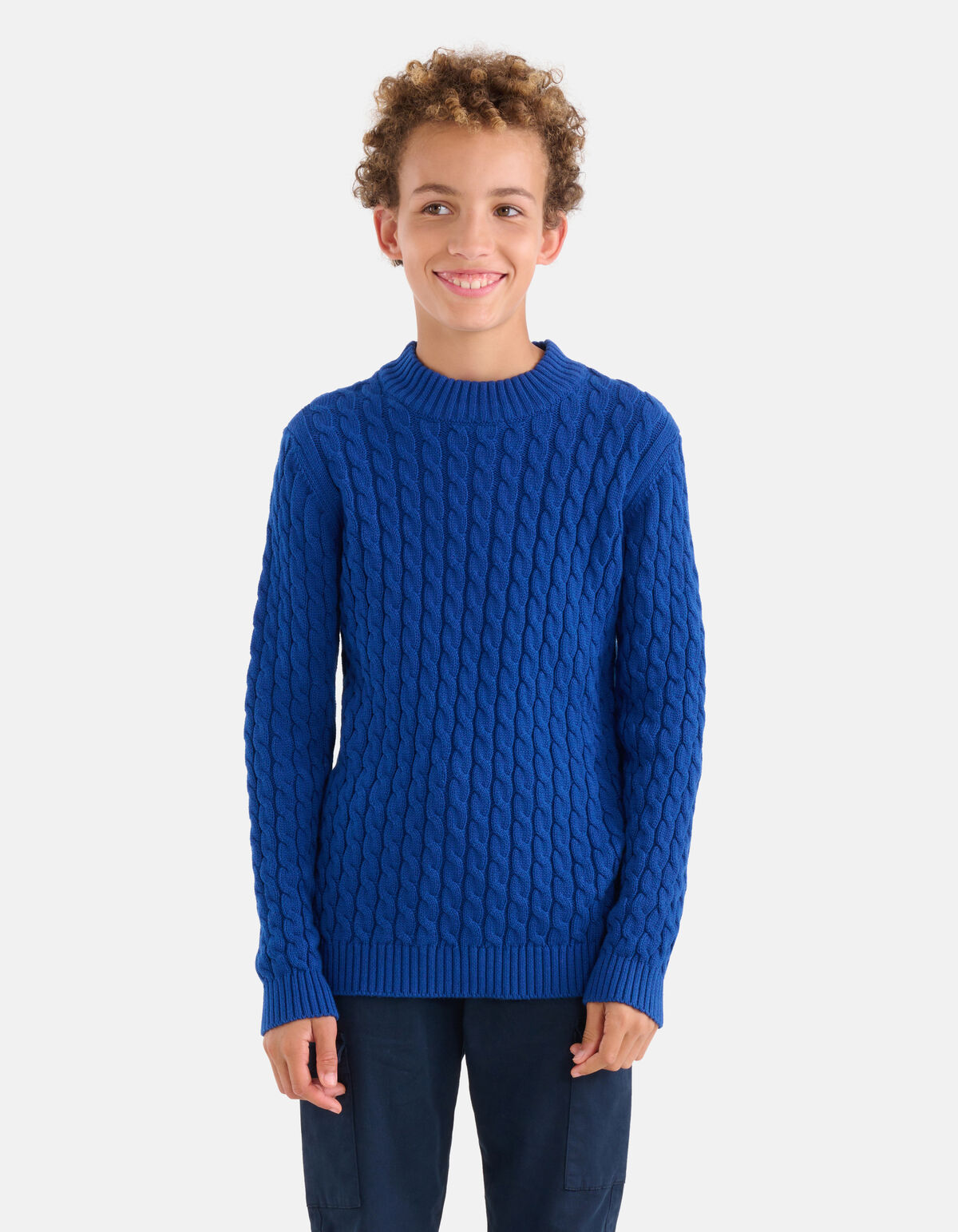 Gebreide Kabeltrui Blauw SHOEBY BOYS