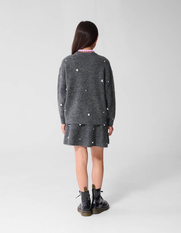Gebreide Studded Mini Rok Grijs SHOEBY GIRLS