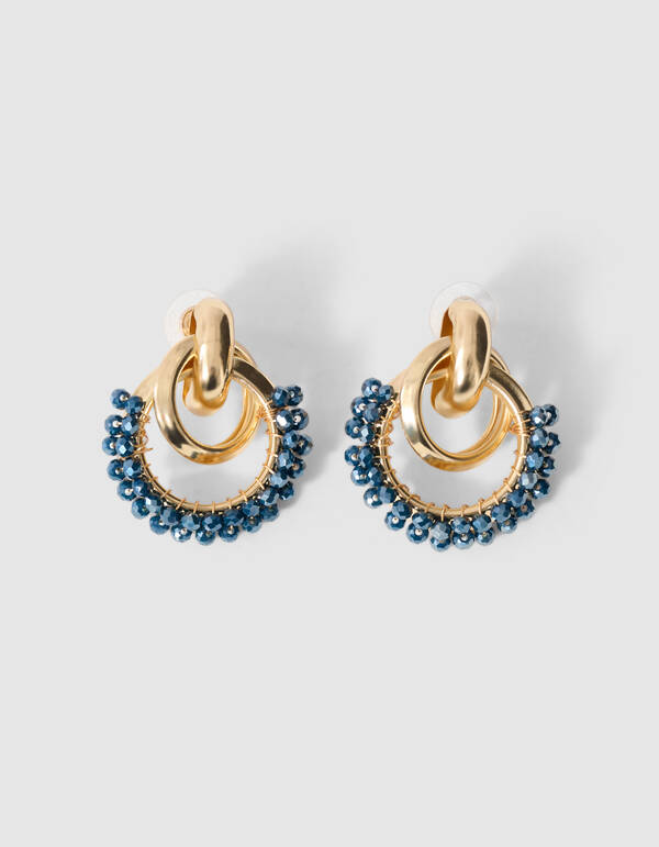 Beaded Oorbellen Goud/Blauw SHOEBY ACCESSOIRES