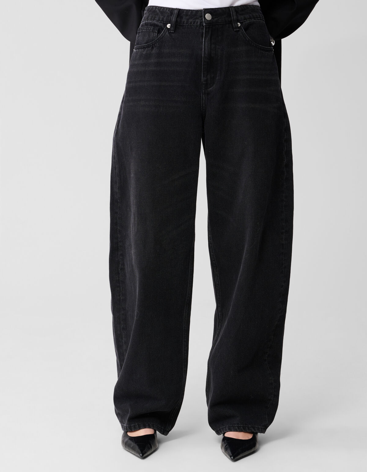 Baggy Fit Jeans Donkergrijs SHOEBY WOMEN