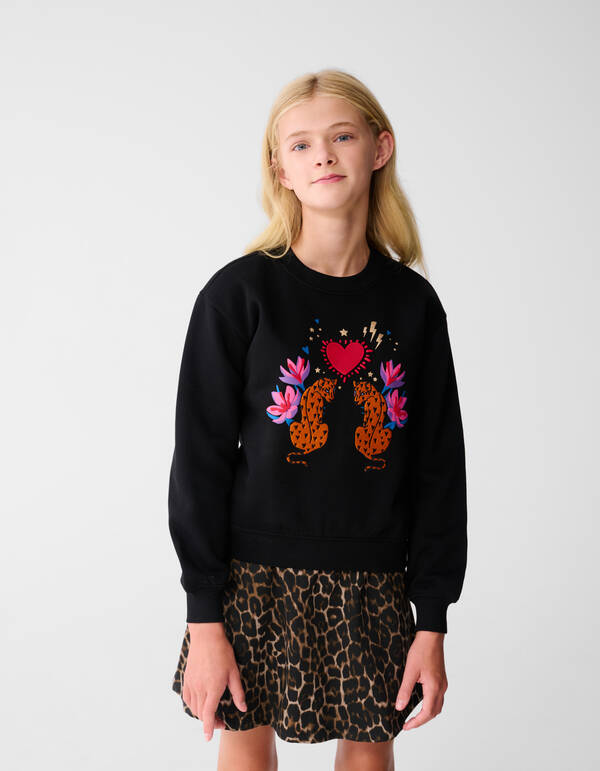 Tiger Artwork Sweater Zwart SHOEBY GIRLS