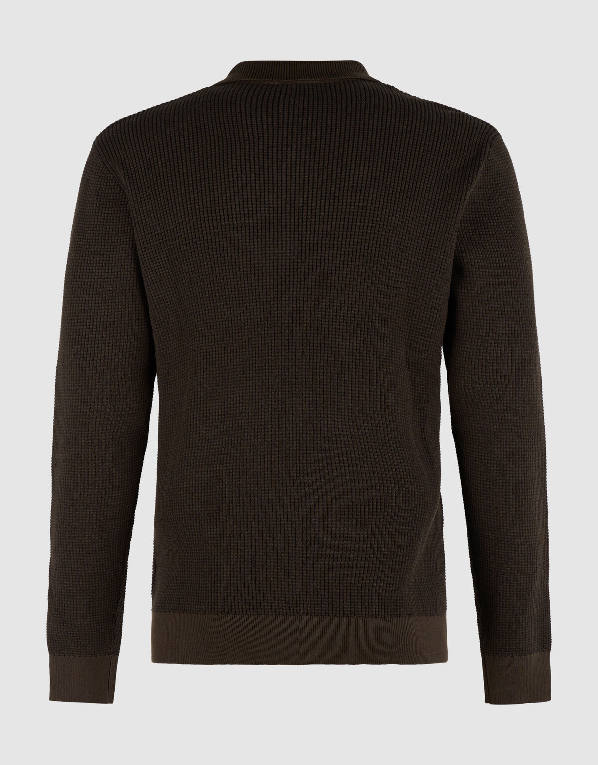 Gebreide Longsleeve Polo Trui Donkerbruin SHOEBY MEN