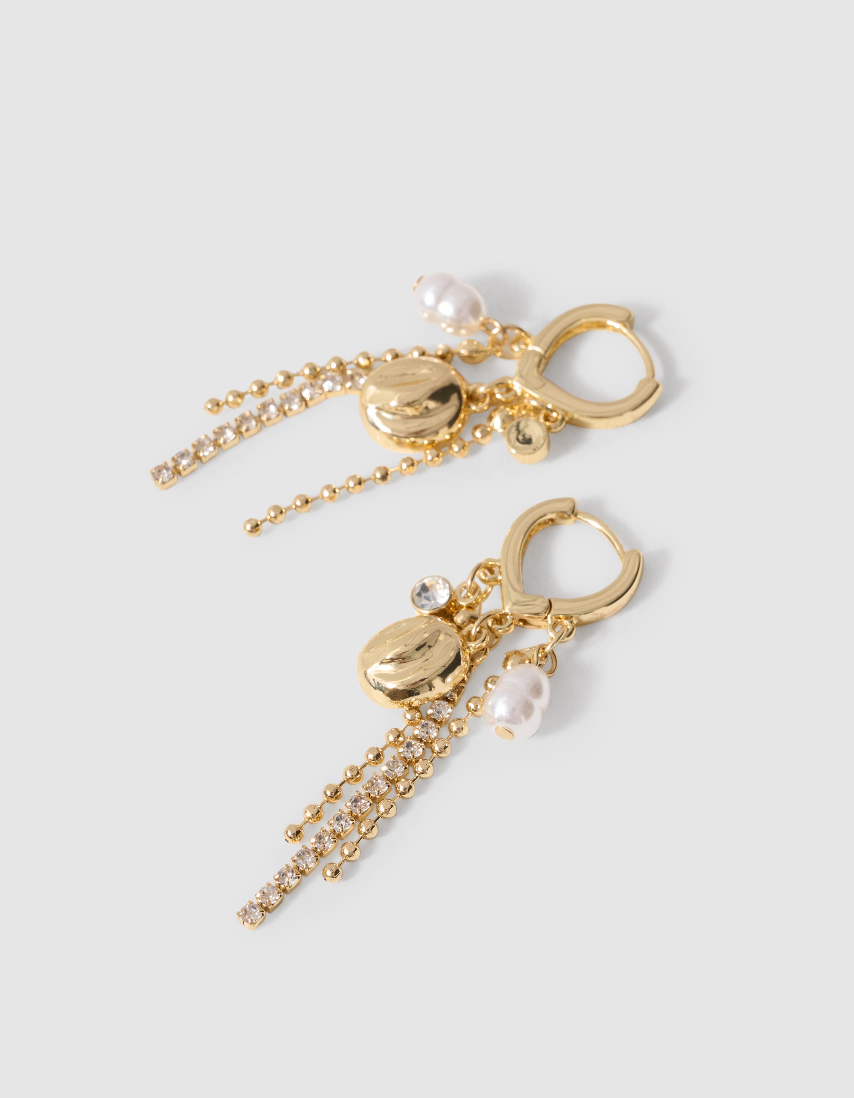 Strass Charm Oorbellen Goud SHOEBY ACCESSOIRES