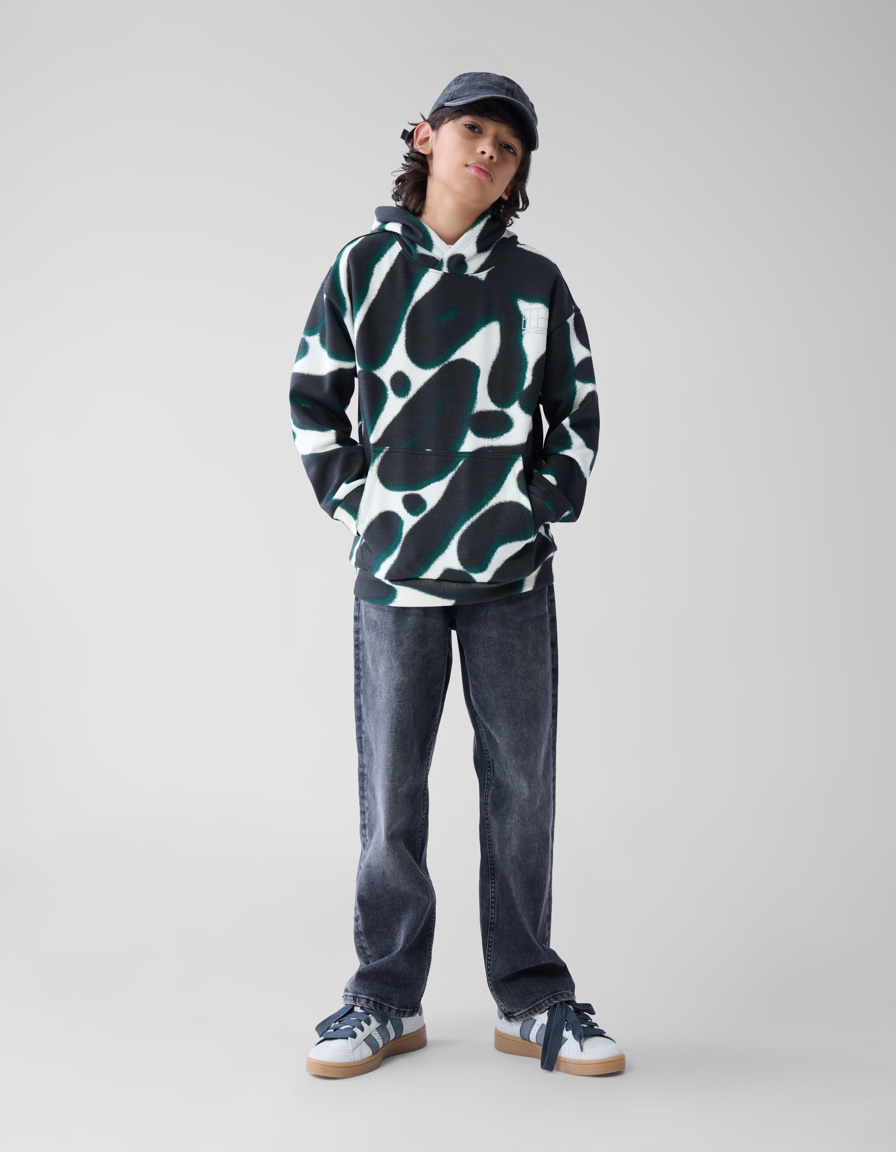 Printed Hoodie Zwart SHOEBY BOYS
