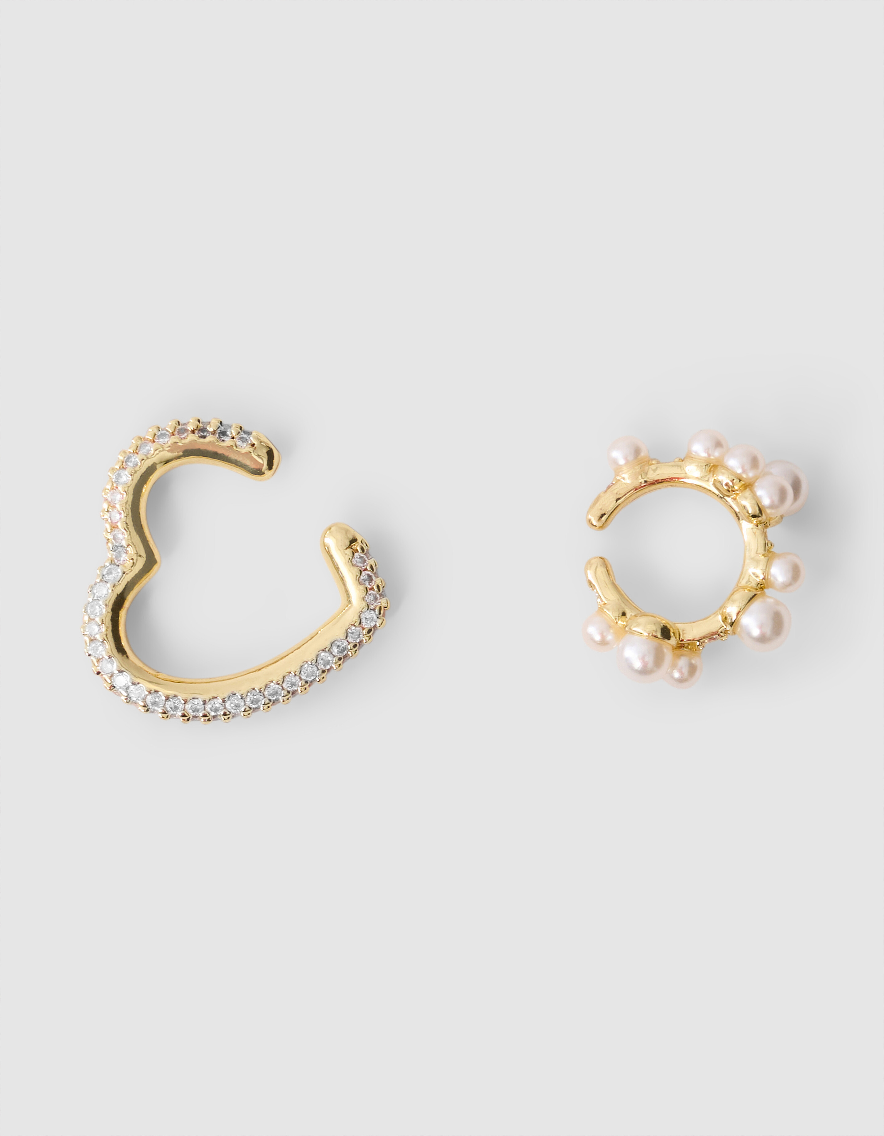 Parel/Heart Earcuff Set Goud By Monica SHOEBY ACCESSOIRES