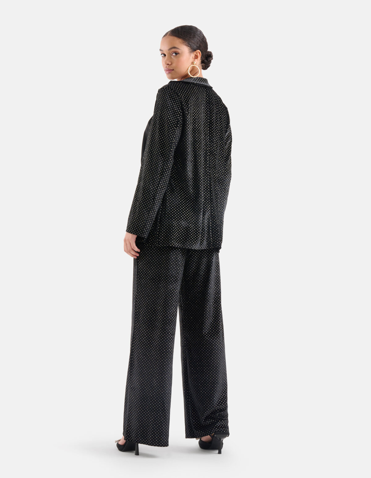 Glitter Wide Leg Broek Zwart EKSEPT