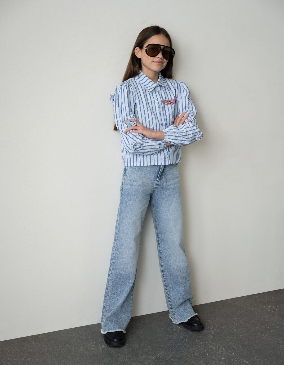 Wide Leg Fit Jeans Blauw SHOEBY GIRLS