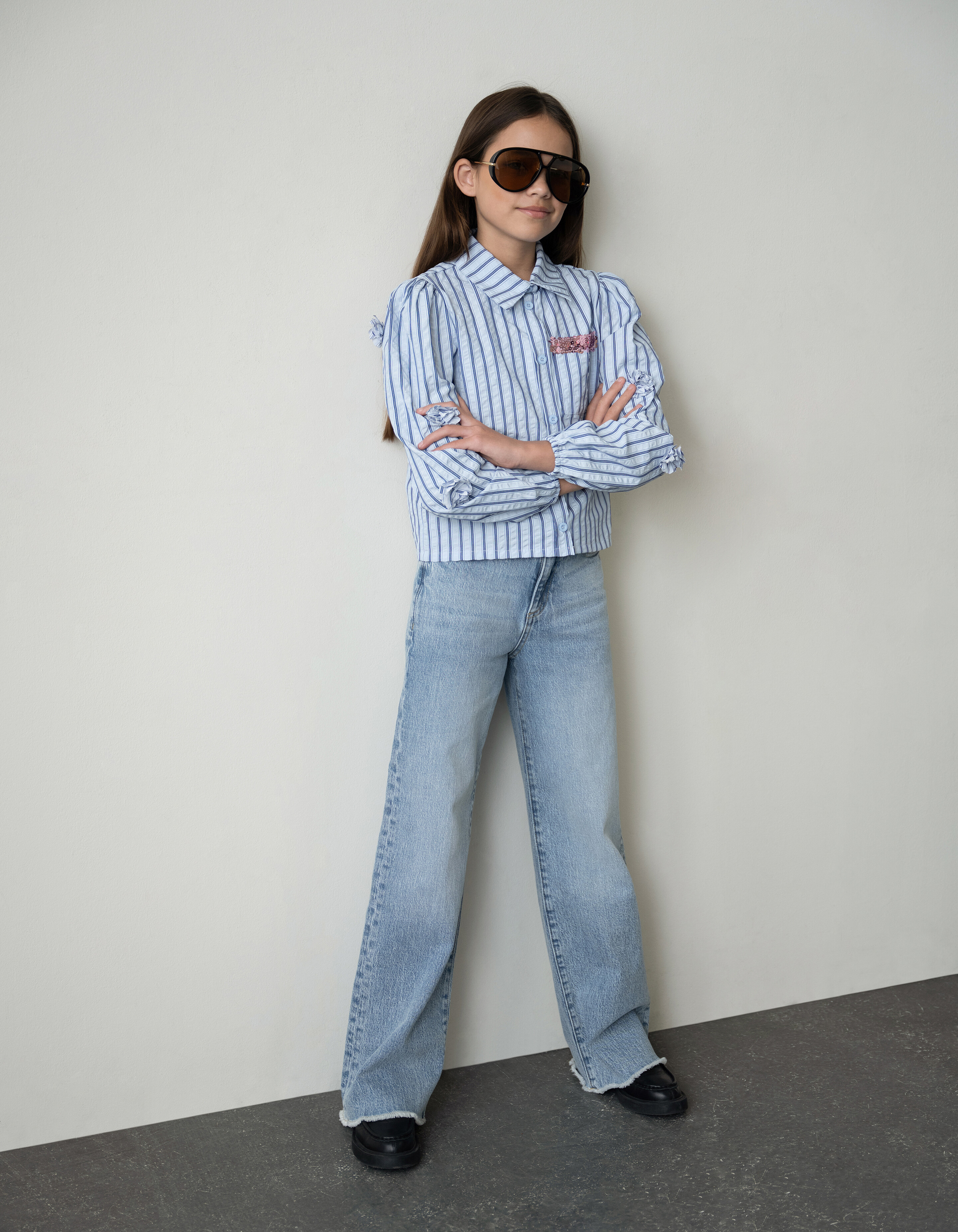 Wide Leg Fit Jeans Blauw SHOEBY GIRLS