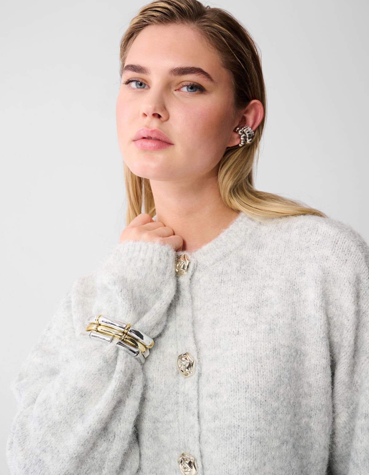 Fancy Button Vest Lichtgrijs SHOEBY WOMEN