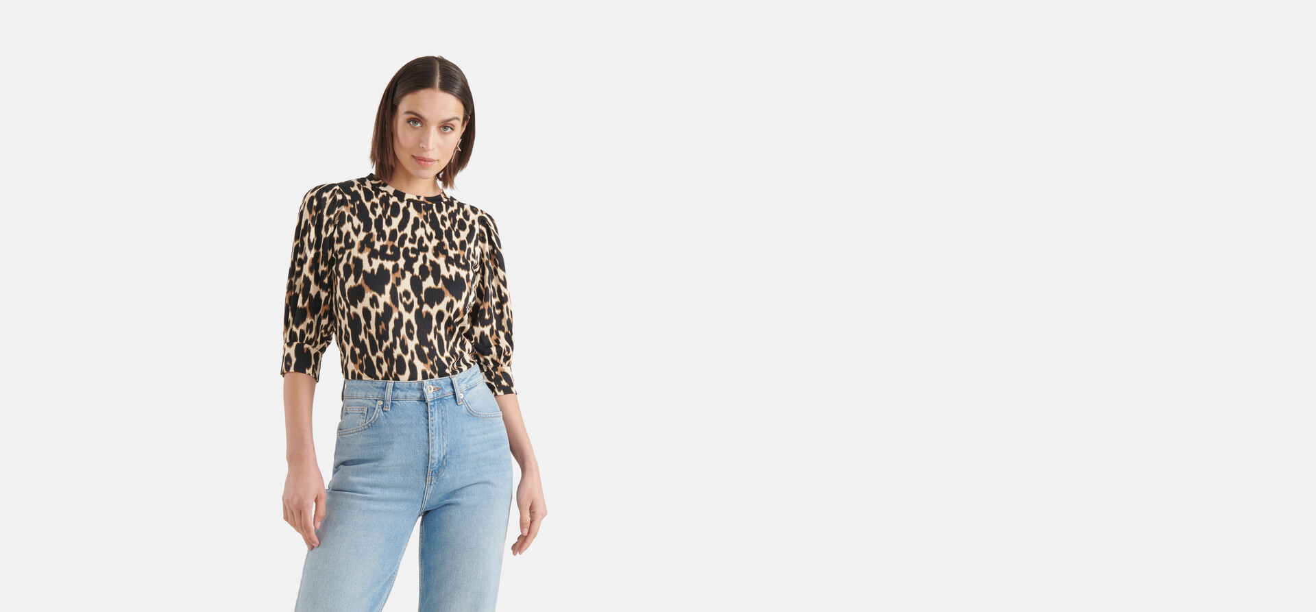 Leopard Rib Top Zwart SHOEBY WOMEN