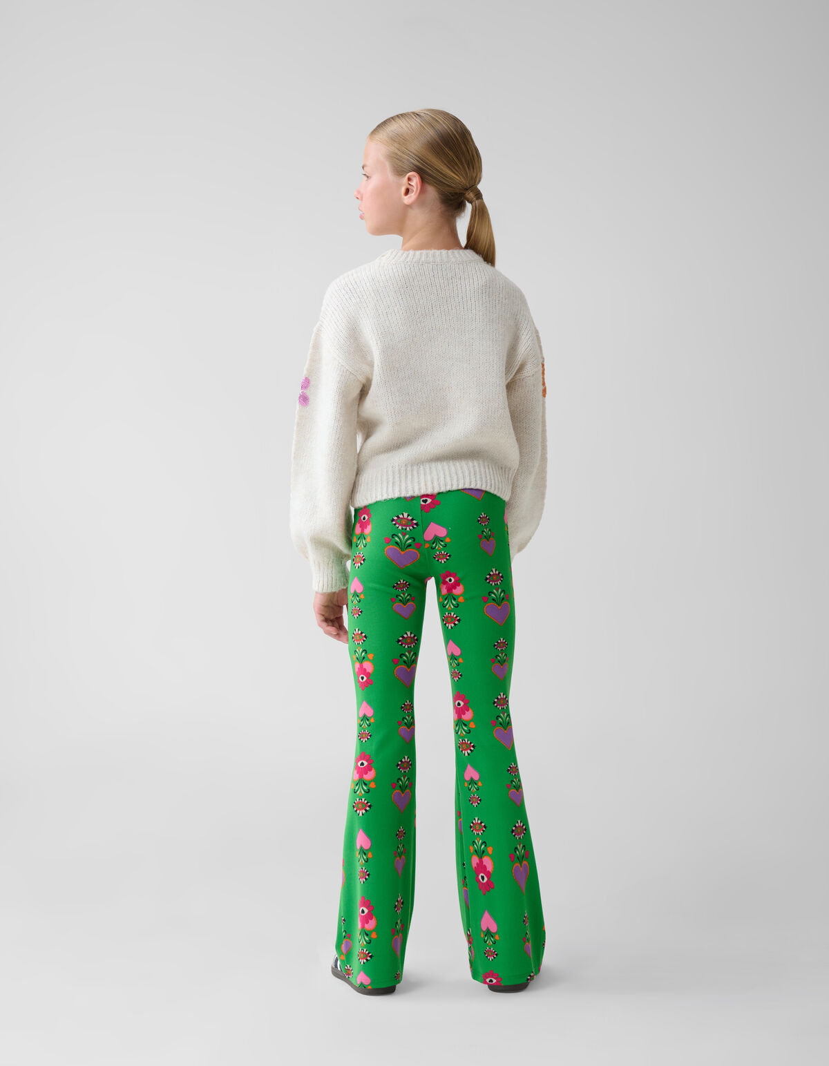 Printed Rib Flared Legging Groen SHOEBY GIRLS