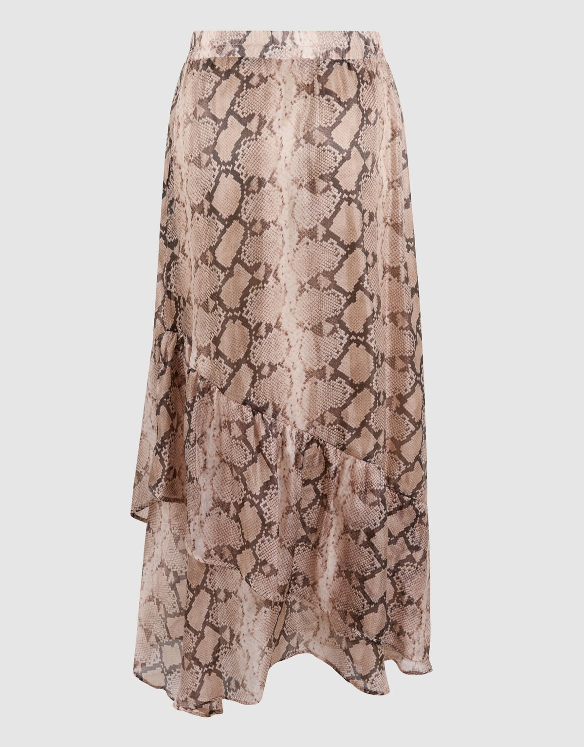 Snake Ruffle Maxi Rok Lichtbruin SHOEBY WOMEN