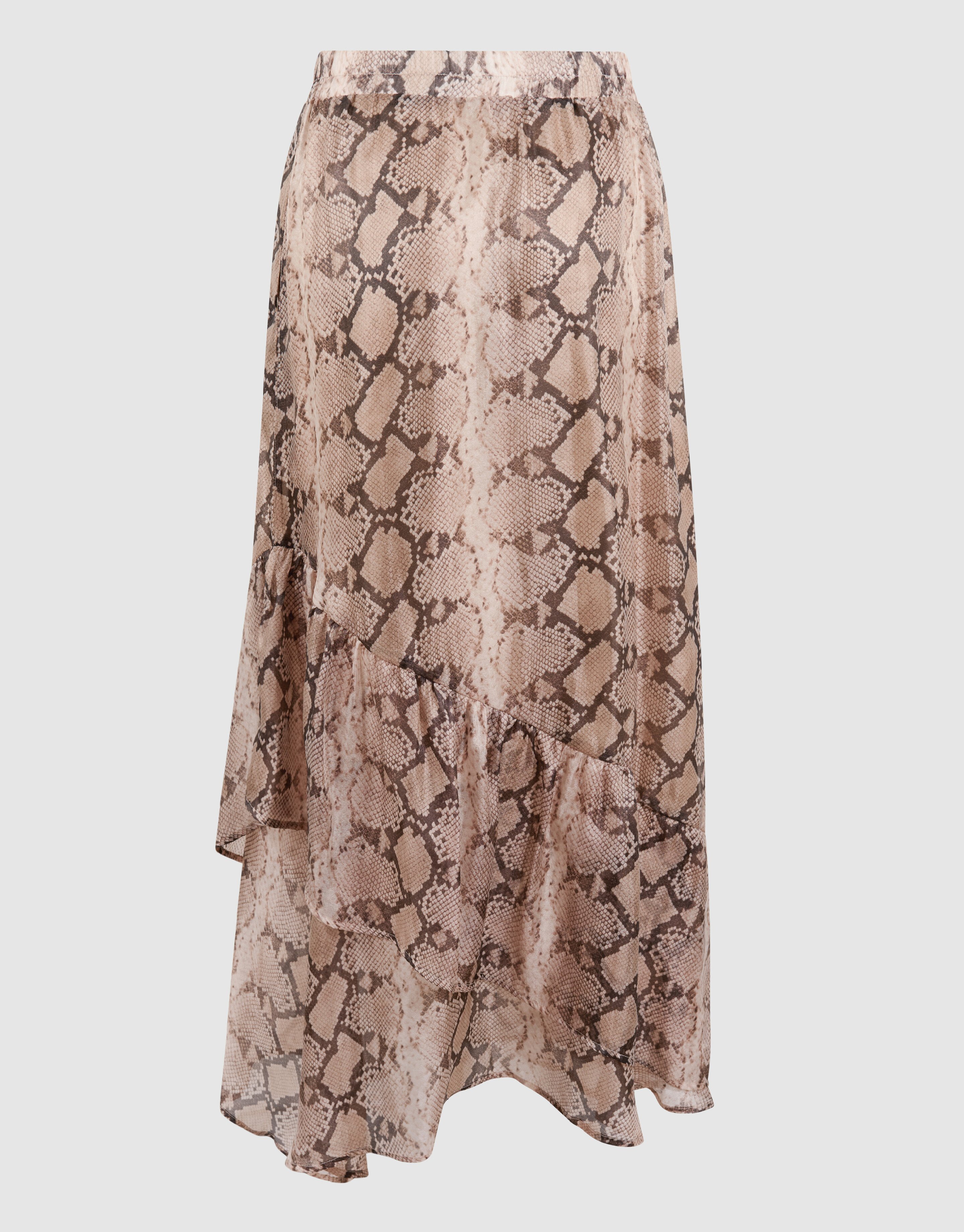 Snake Ruffle Maxi Rok Lichtbruin SHOEBY WOMEN