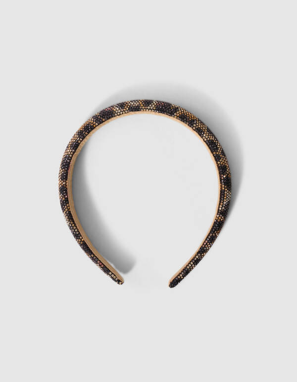 Strass Leopard Haarband Bruin SHOEBY ACCESSOIRES