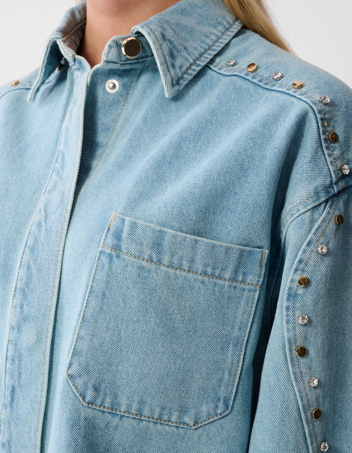 Strass Denim Mini Jurk Bleached SHOEBY WOMEN