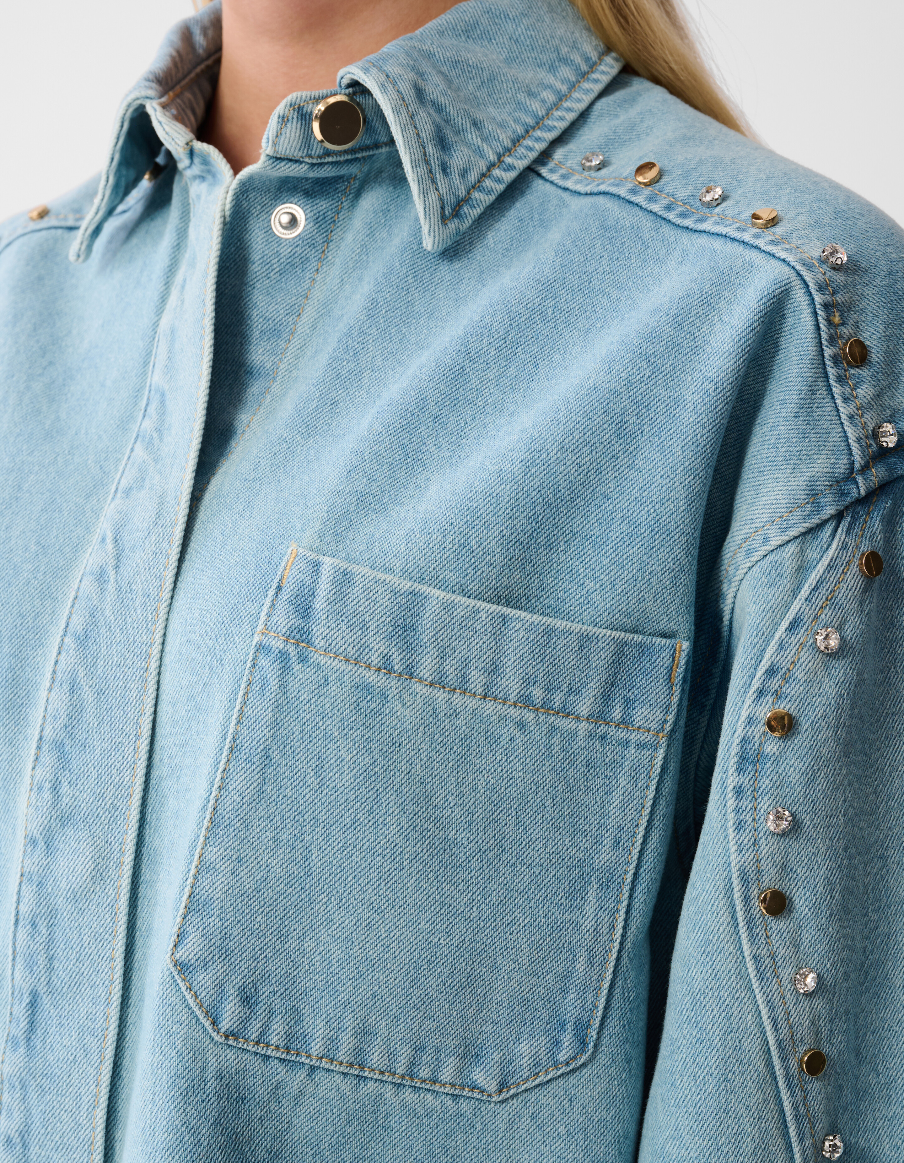 Strass Denim Mini Jurk Bleached SHOEBY WOMEN