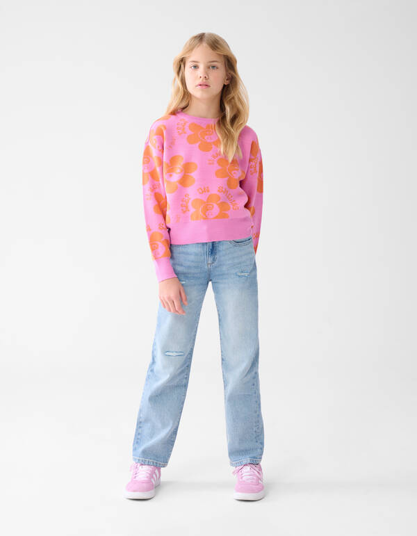 Destroyed Straight Fit Jeans Lichtblauw SHOEBY GIRLS