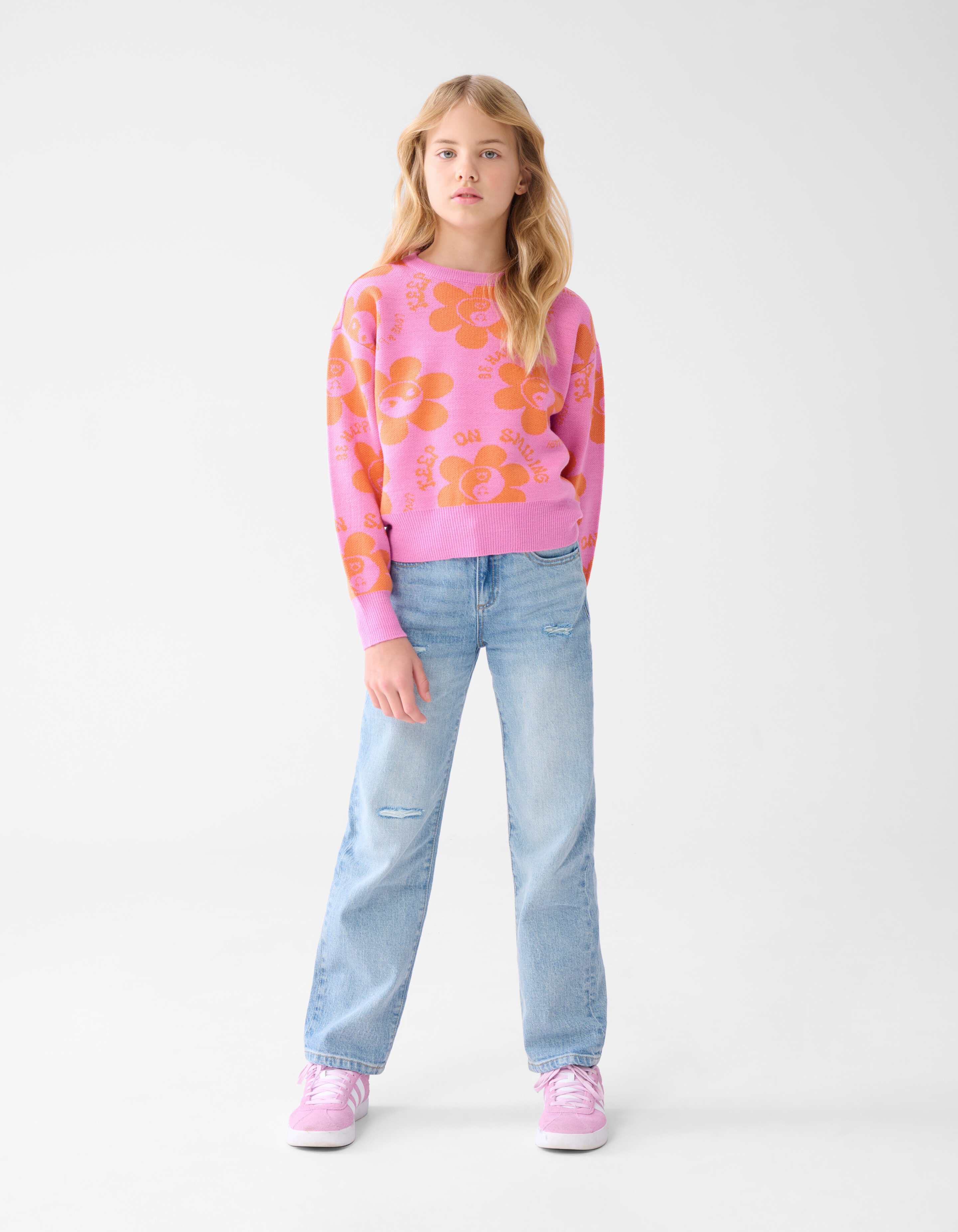 Destroyed Straight Fit Jeans Lichtblauw SHOEBY GIRLS