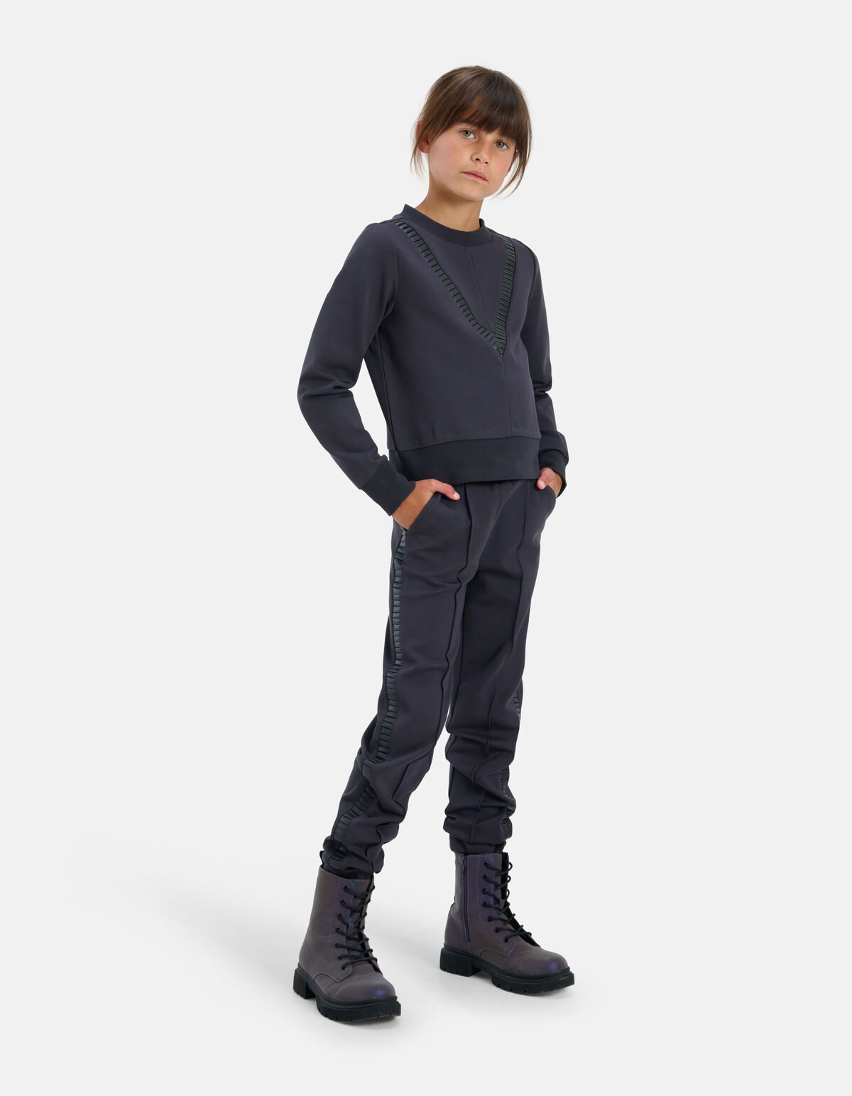 Detail Straight Broek Grijs SHOEBY GIRLS