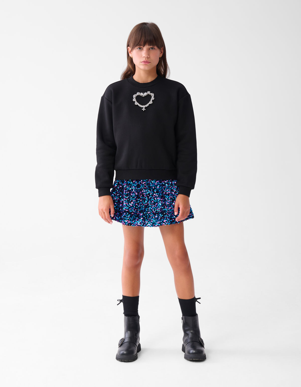 Strass Heart Sweater Zwart SHOEBY GIRLS