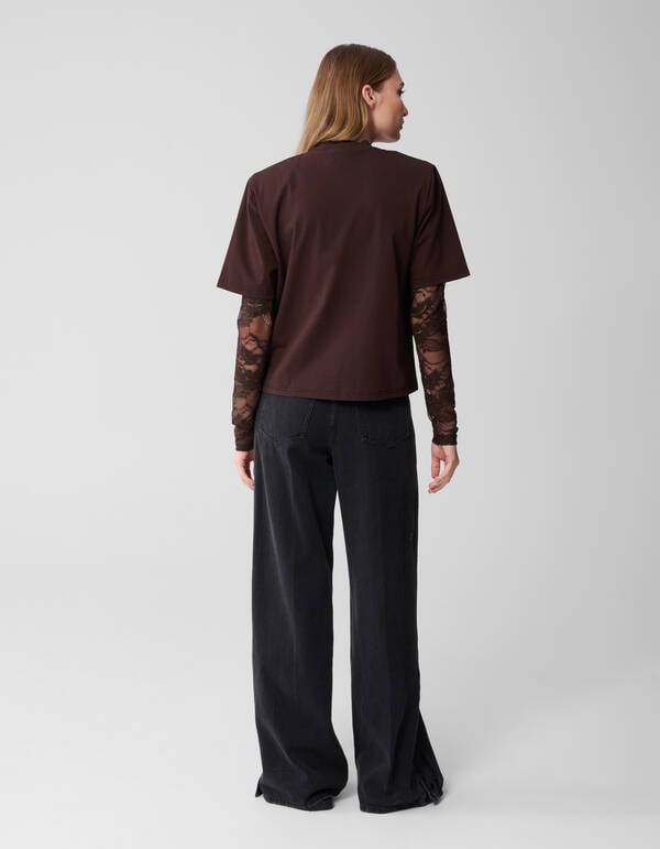 Padded T-shirt Donkerbruin SHOEBY WOMEN