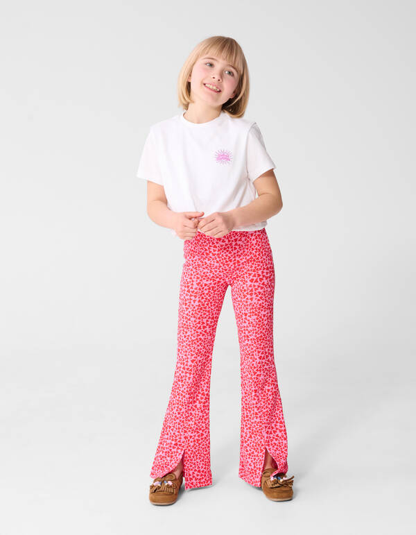 Rib Heart Flaired Legging Roze SHOEBY GIRLS