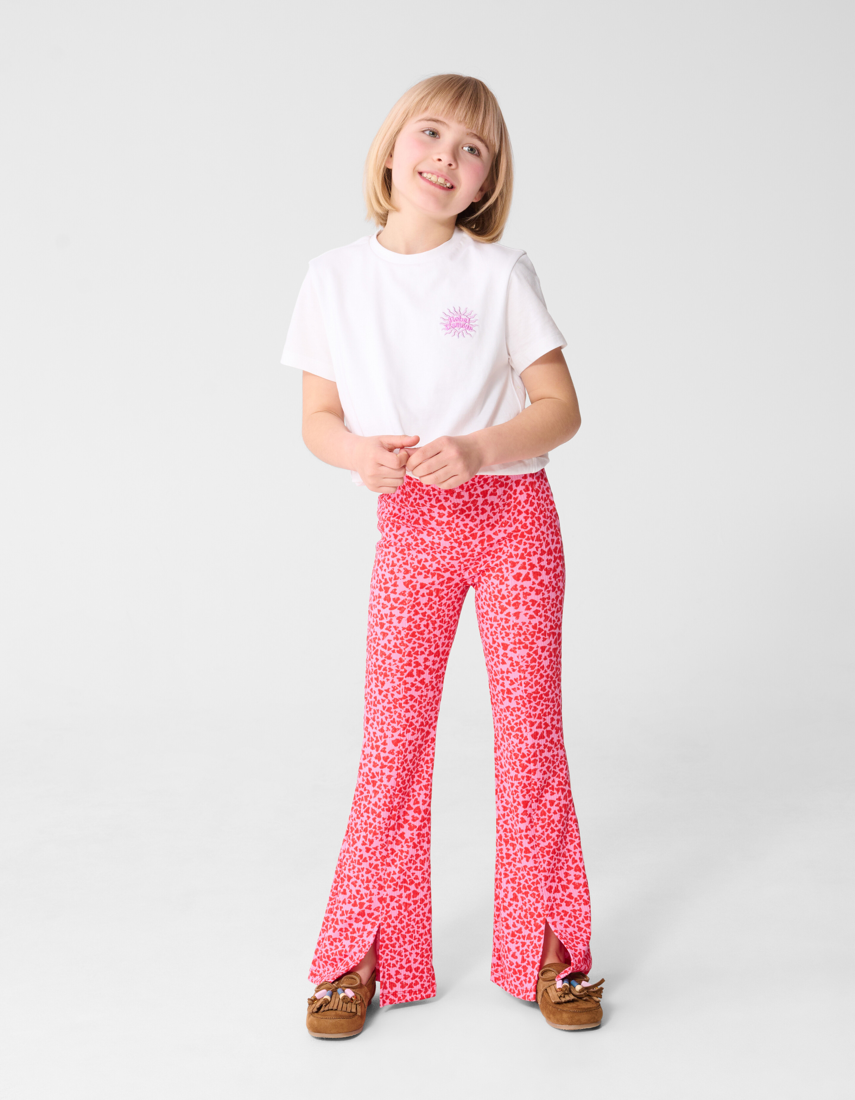 Rib Heart Flaired Legging Roze SHOEBY GIRLS