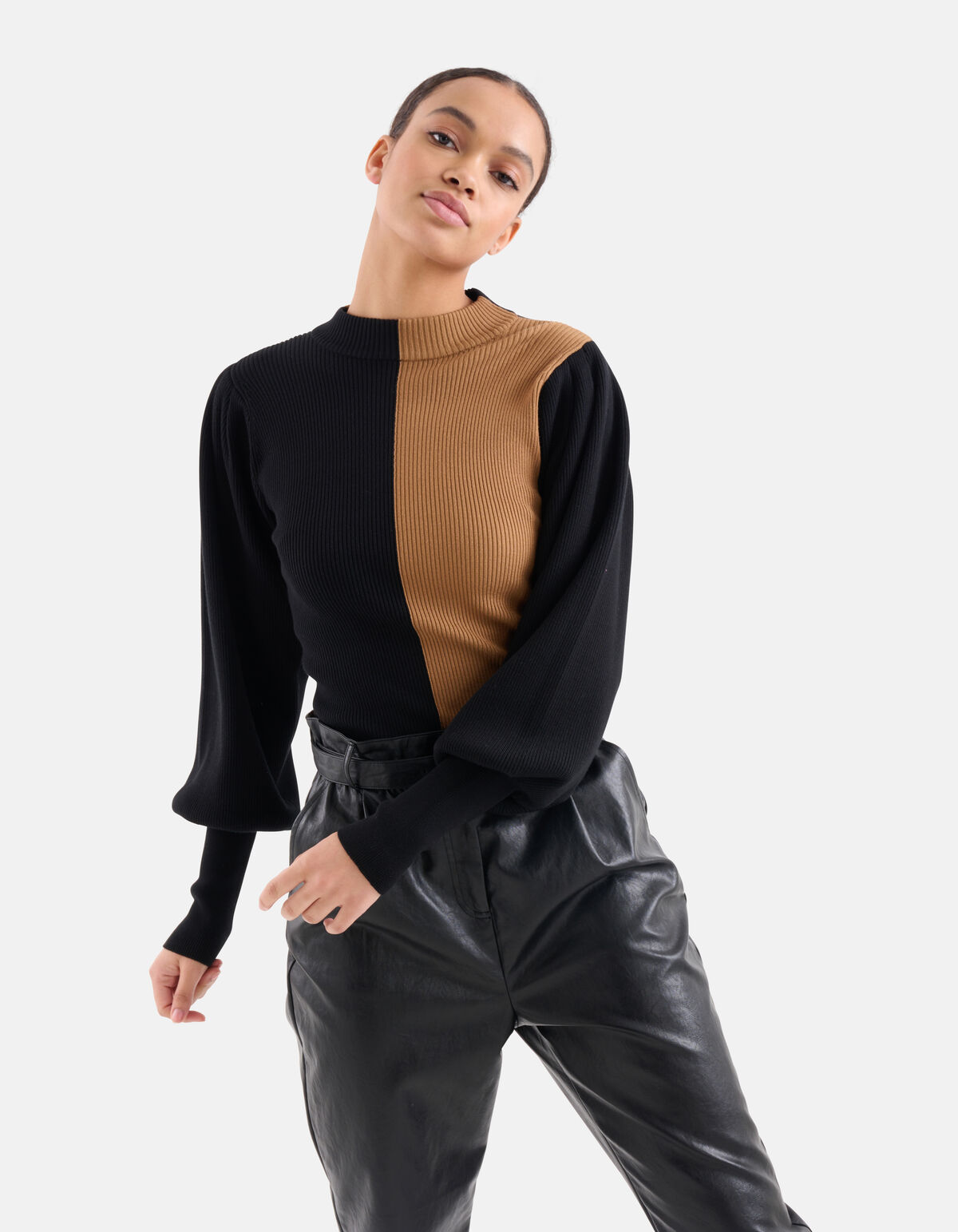 Colorblock Trui Bruin SHOEBY WOMEN