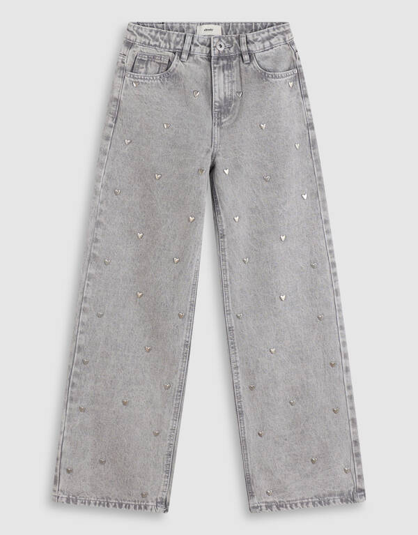 Studded Wide Leg Fit Jeans Grijs SHOEBY GIRLS