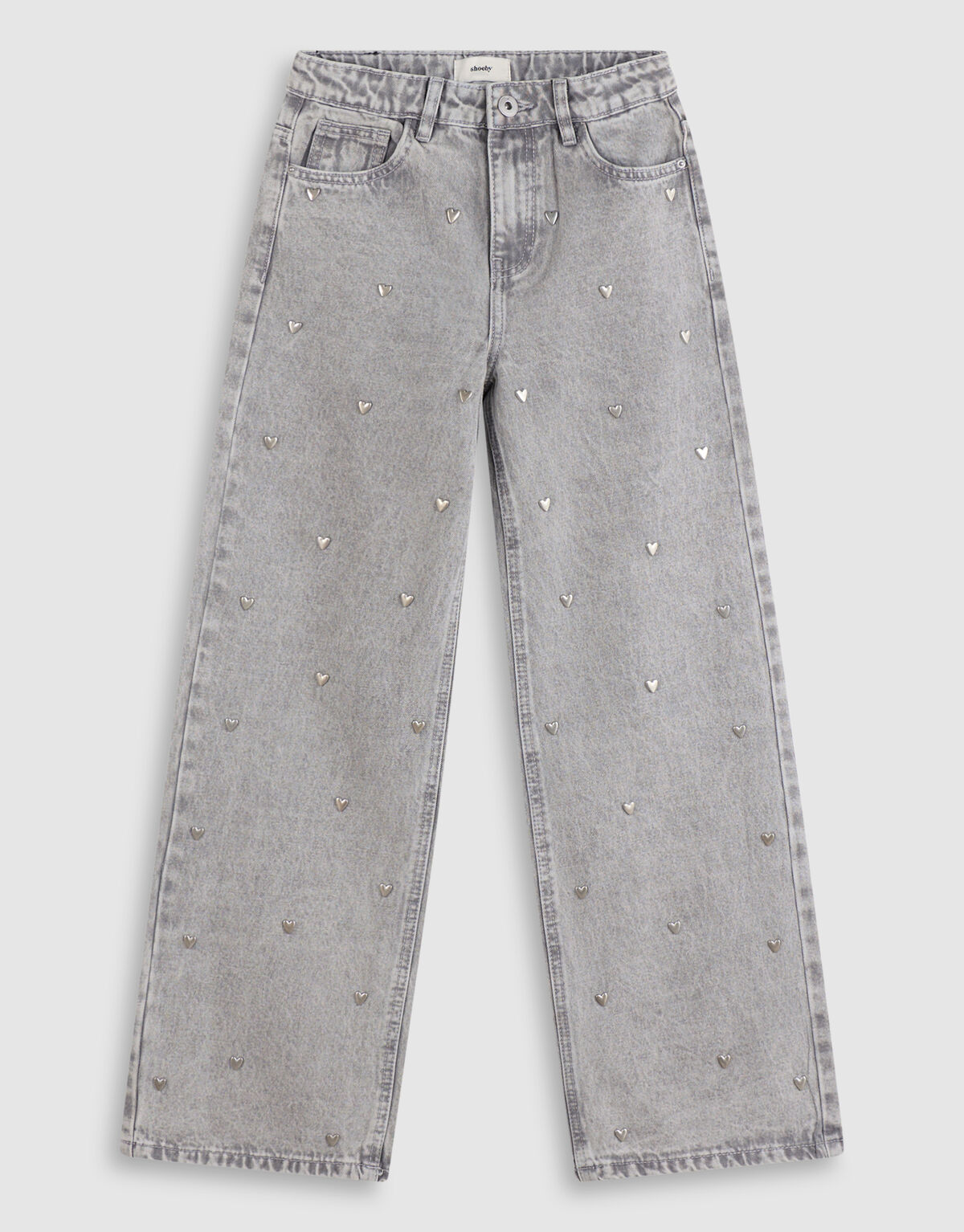 Studded Wide Leg Fit Jeans Grijs SHOEBY GIRLS