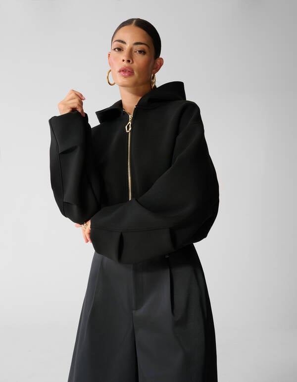 Zipper Hood Vest Zwart SHOEBY WOMEN