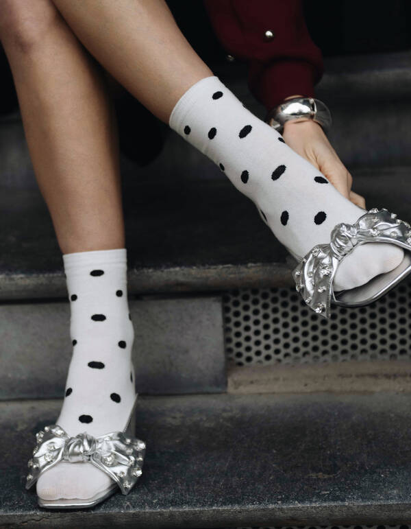 Polkadot Sokken Wit/Zwart SHOEBY ACCESSOIRES
